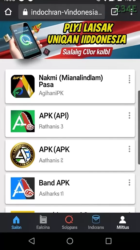 Cuplikan layar MARIMA77 — menu navigasi